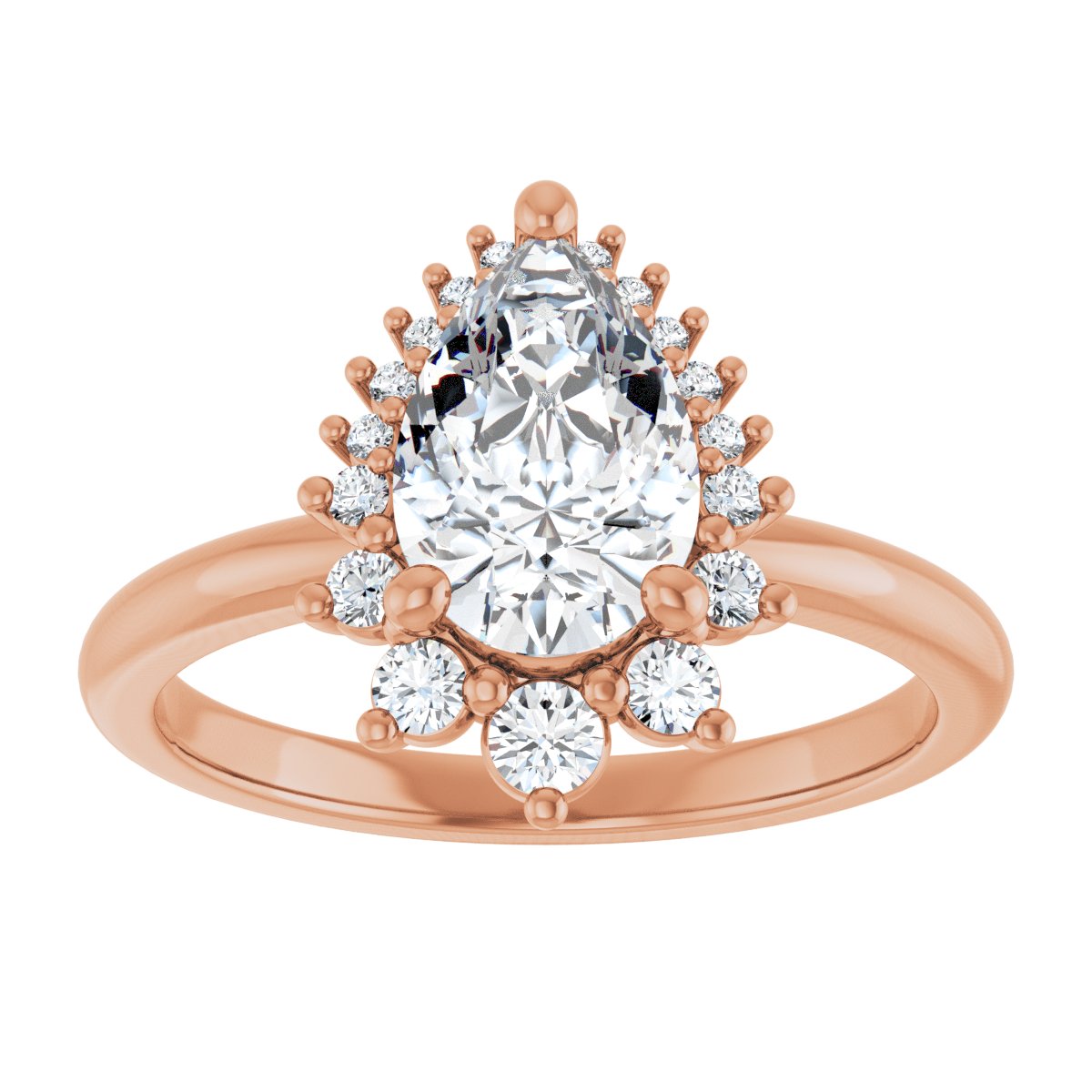 Pear Halo-Style Asymmetrical Engagement Ring Semi-Mount - gallery - Series 124478