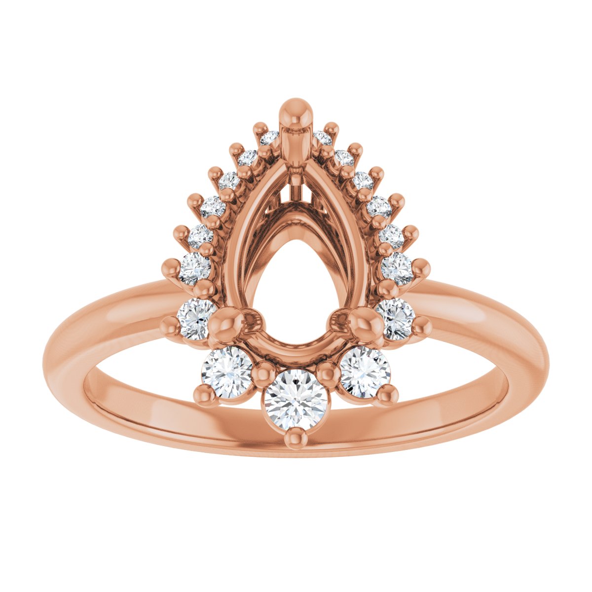 Pear Halo-Style Asymmetrical Engagement Ring Semi-Mount - gallery - Series 124478