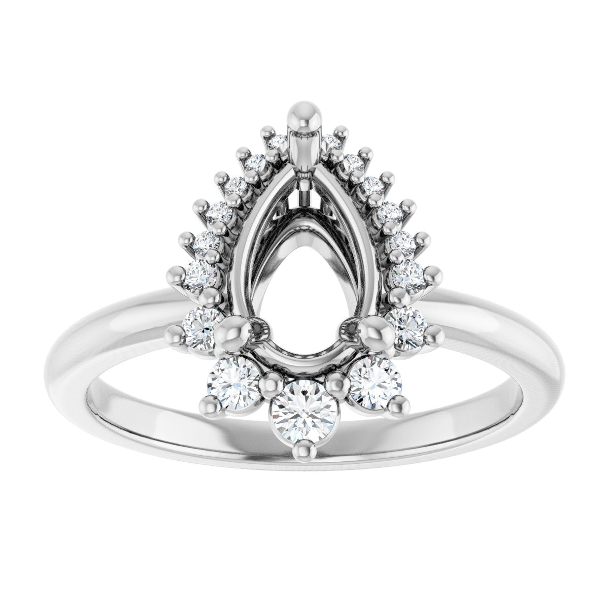 Pear Halo-Style Asymmetrical Engagement Ring Semi-Mount - gallery - Series 124478