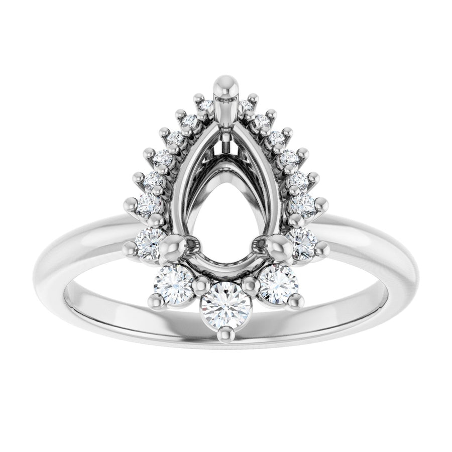 Pear Halo-Style Asymmetrical Engagement Ring Semi-Mount - gallery - Series 124478