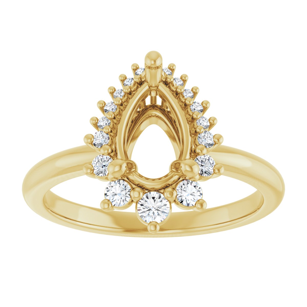 Pear Halo-Style Asymmetrical Engagement Ring Semi-Mount - gallery - Series 124478
