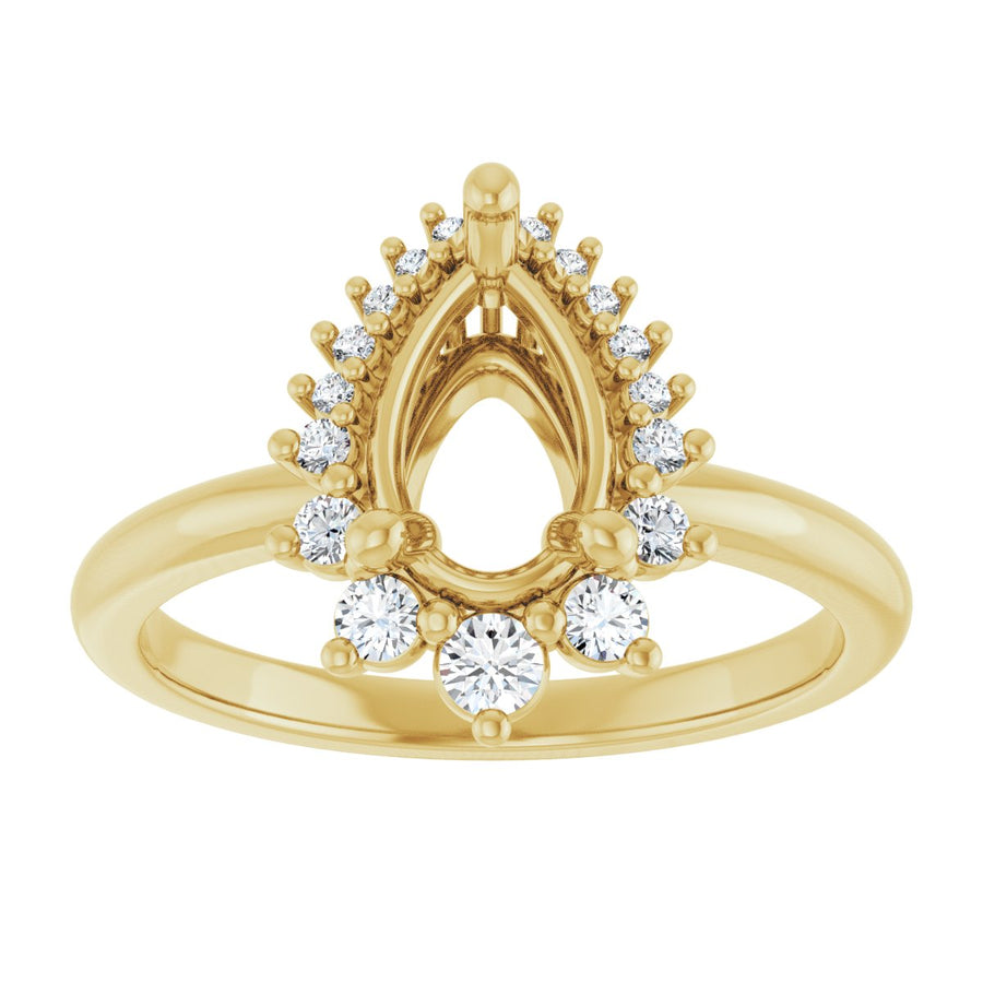 Pear Halo-Style Asymmetrical Engagement Ring Semi-Mount - gallery - Series 124478