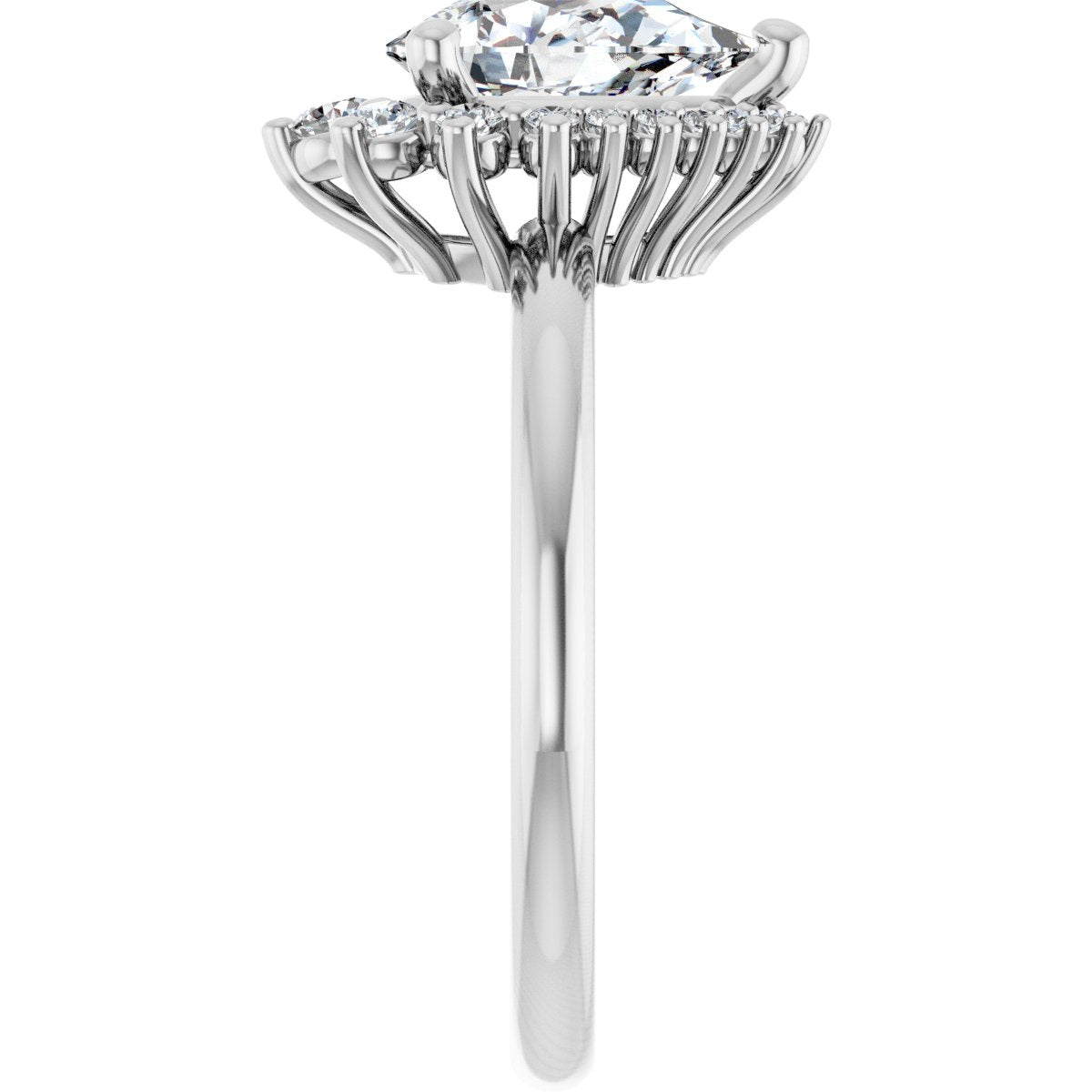 Pear Halo-Style Asymmetrical Engagement Ring Semi-Mount - gallery - Series 124478