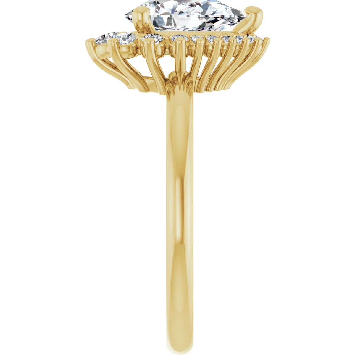 Pear Halo-Style Asymmetrical Engagement Ring Semi-Mount - gallery - Series 124478