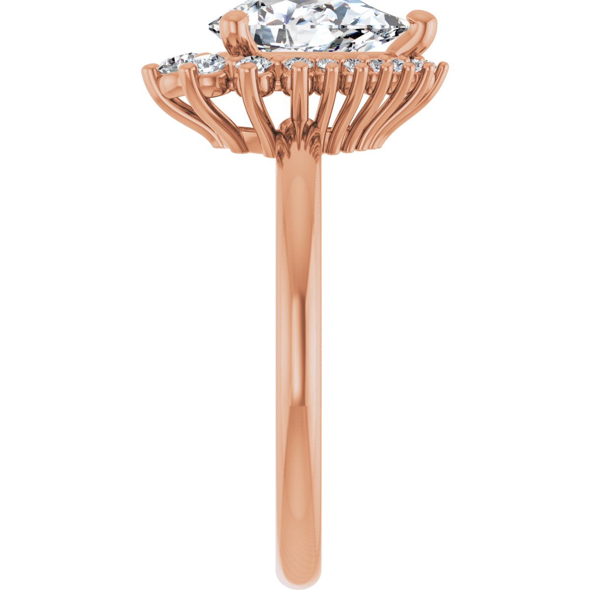 Pear Halo-Style Asymmetrical Engagement Ring Semi-Mount - gallery - Series 124478