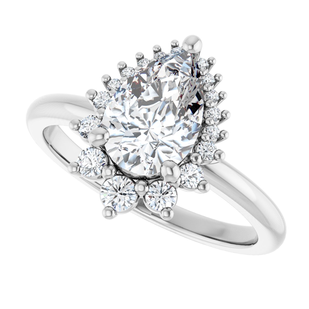 Pear Halo-Style Asymmetrical Engagement Ring Semi-Mount - gallery - Series 124478