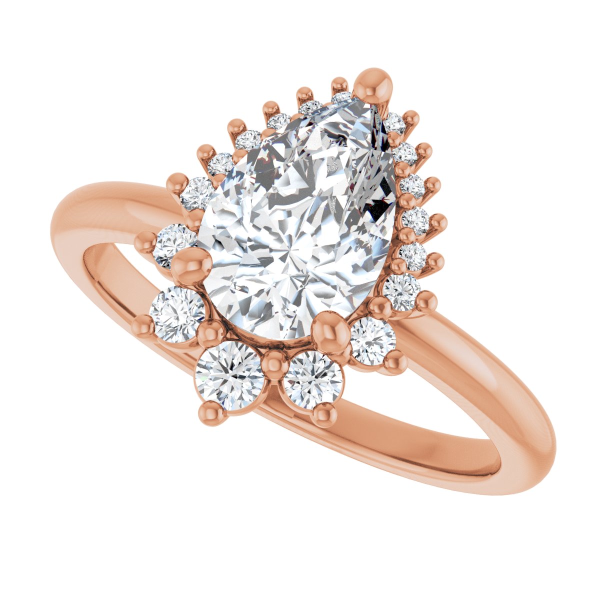 Pear Halo-Style Asymmetrical Engagement Ring Semi-Mount - gallery - Series 124478