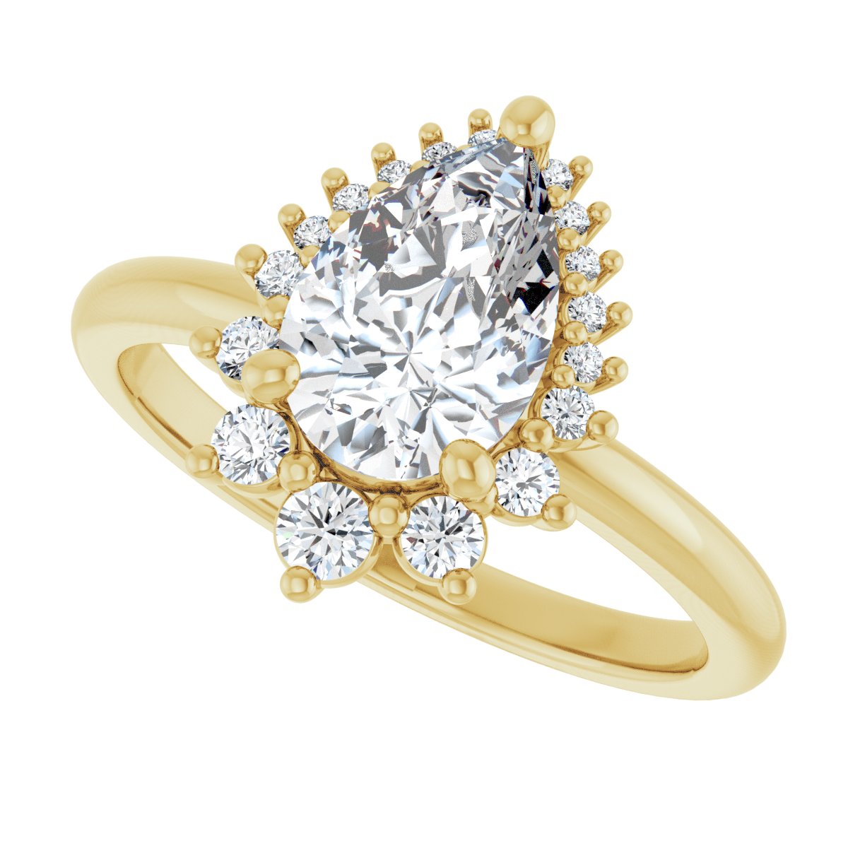 Pear Halo-Style Asymmetrical Engagement Ring Semi-Mount - gallery - Series 124478