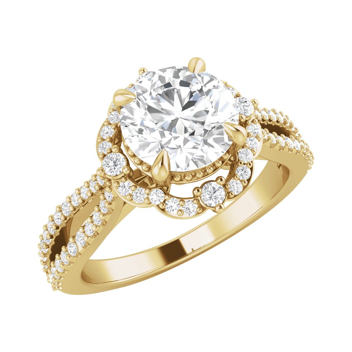 Round Claw-Prong Halo-Style Engagement Ring Semi-Mount - gallery - Series 653669