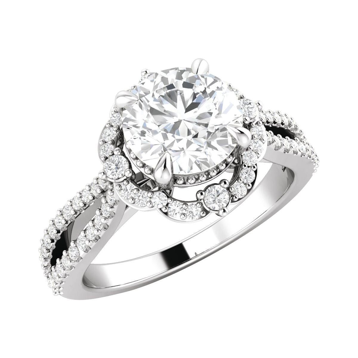 Round Claw-Prong Halo-Style Engagement Ring Semi-Mount - gallery - Series 653669