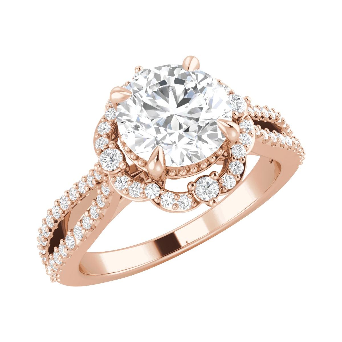Round Claw-Prong Halo-Style Engagement Ring Semi-Mount - gallery - Series 653669