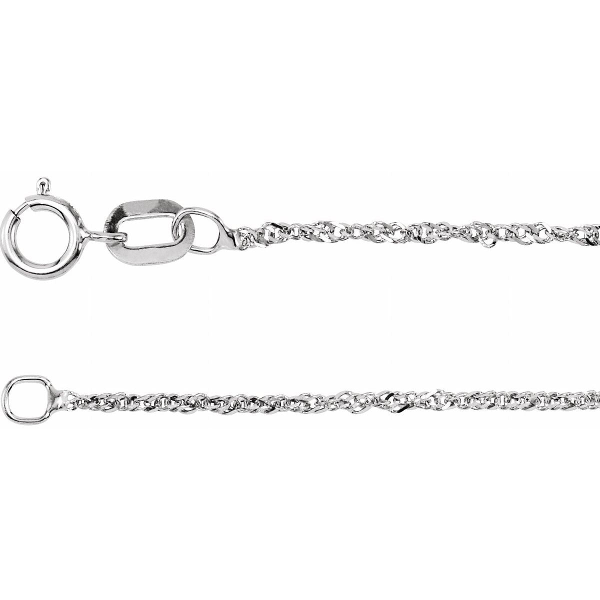 1 mm Singapore Chain Bracelet (1 Mm / 7 In) - 14K White Gold - Series CH500
