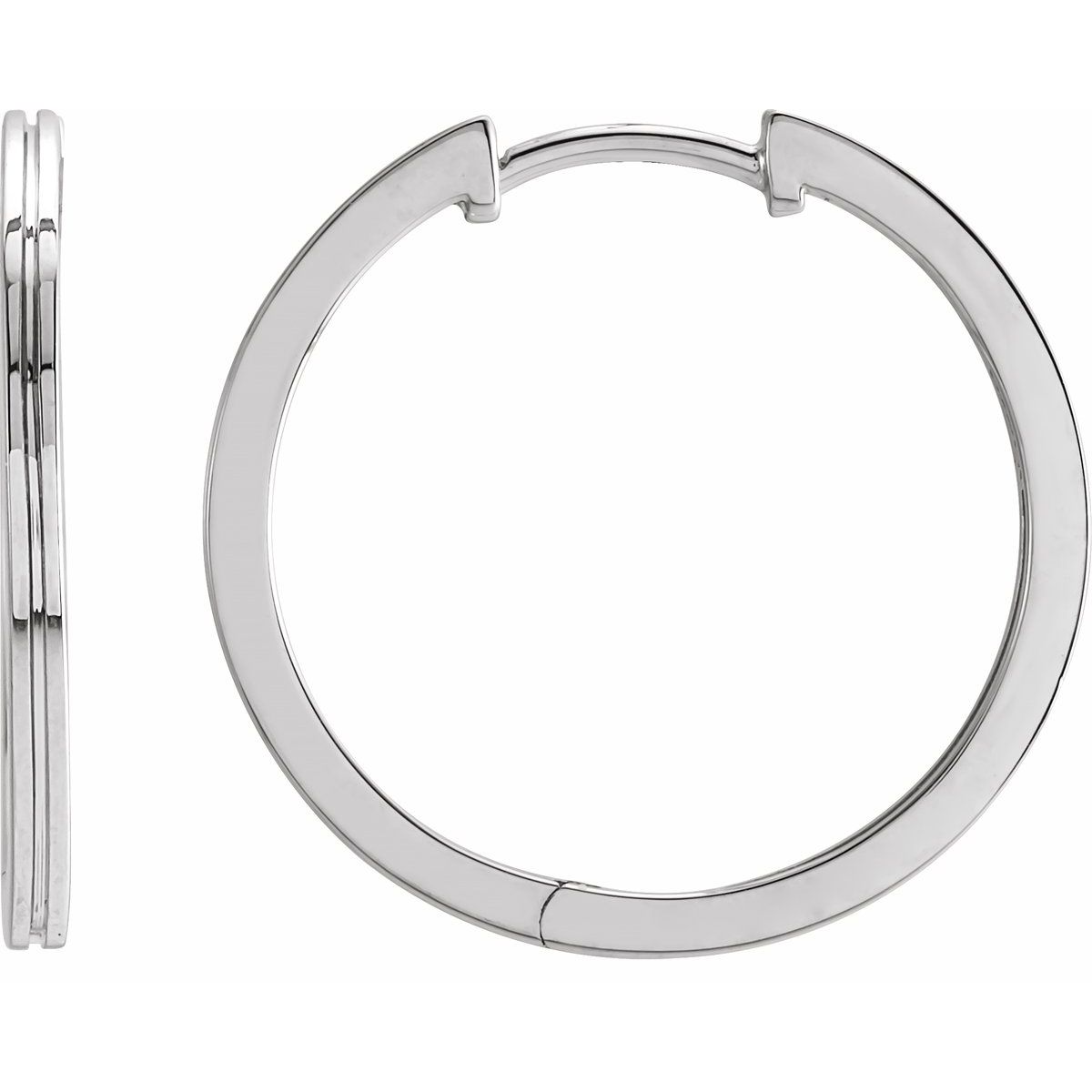 Natural Grooved Huggie Hoop Earrings (20 Mm)