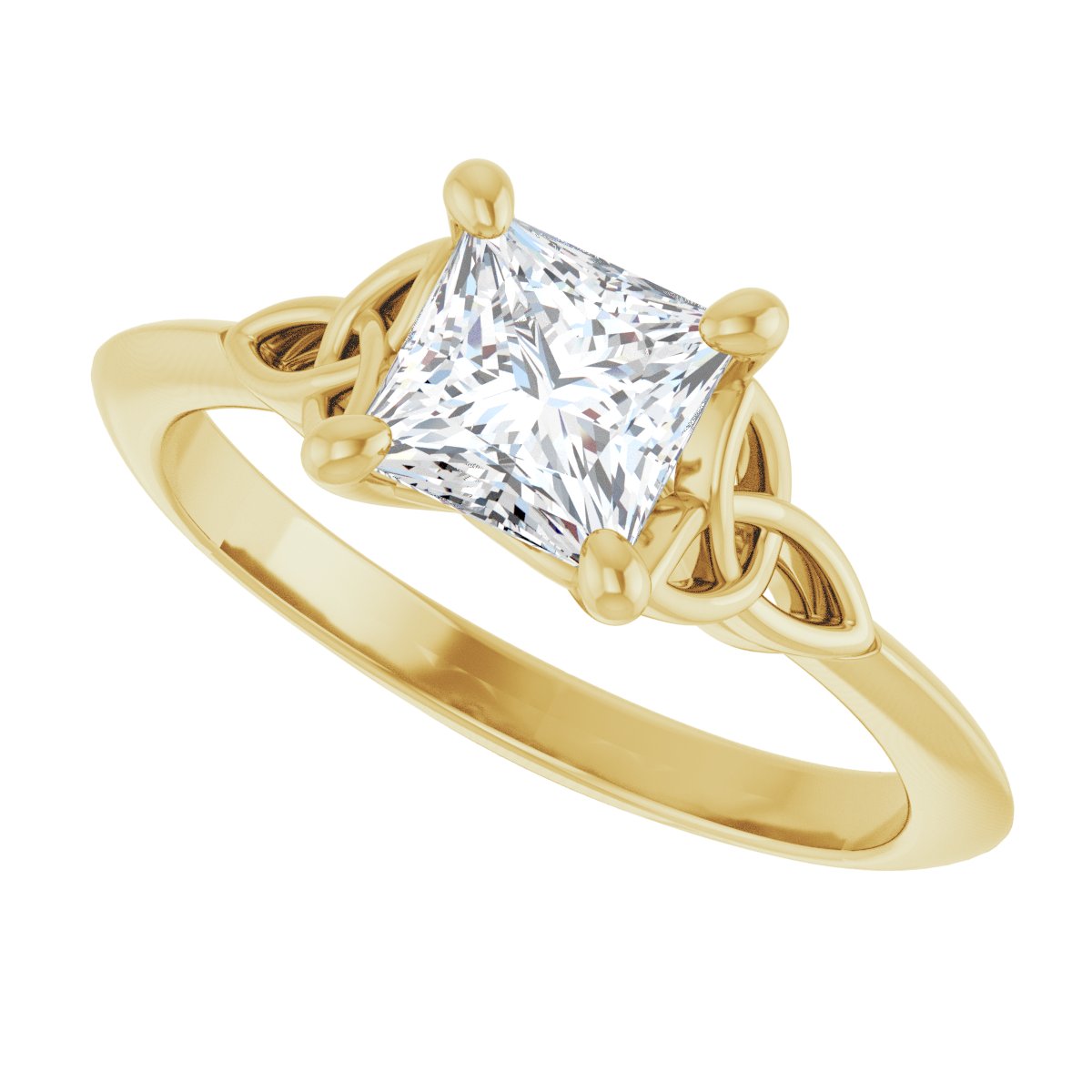 Square Solitaire Celtic-Inspired Engagement Ring or Band Mounting - gallery - Series 124179
