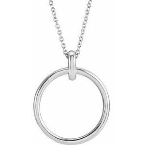 14K White Gold Circle 20" Necklace