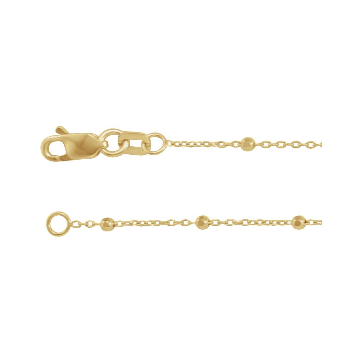 .85 mm Cable Chain Bracelet with Faceted Beads (.85 Mm / 7 In) - 14K Yellow Gold - Series CH1111
