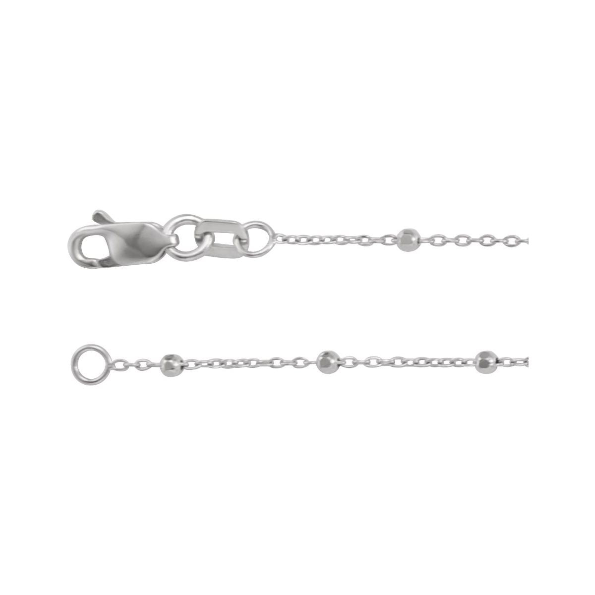 .85 mm Cable Chain Bracelet with Faceted Beads (.85 Mm / 7 In) - 14K White Gold - Series CH1111