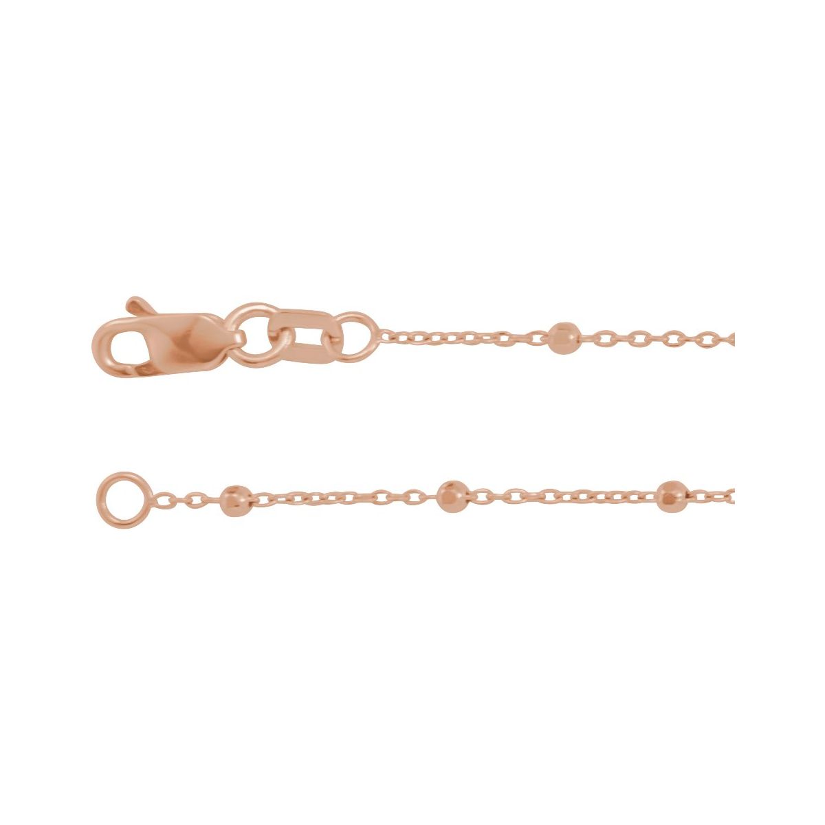 .85 mm Cable Chain Bracelet with Faceted Beads (.85 Mm / 7 In) - 14K Rose Gold - Series CH1111