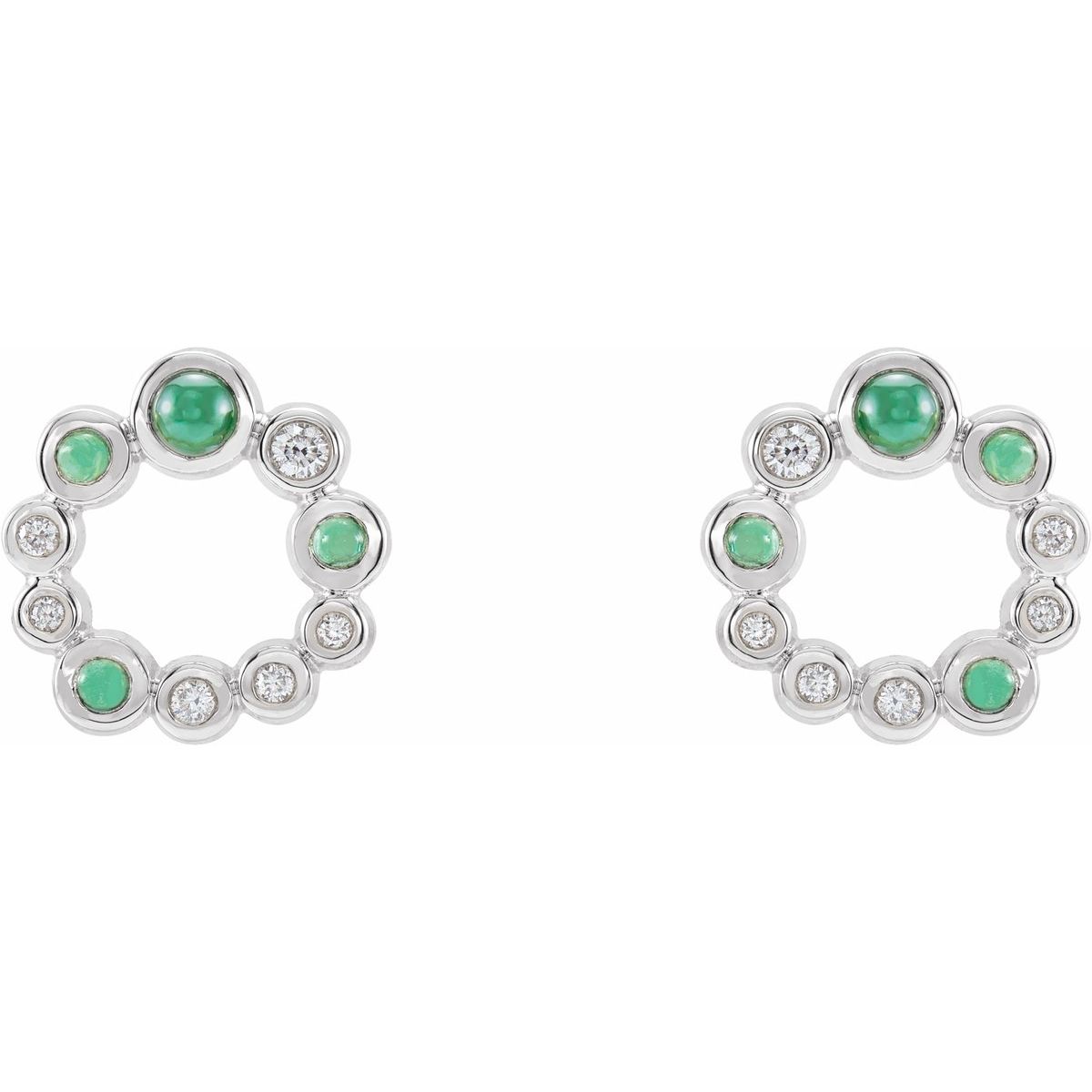 Natural Emerald Bezel-Set Cabochon Earrings