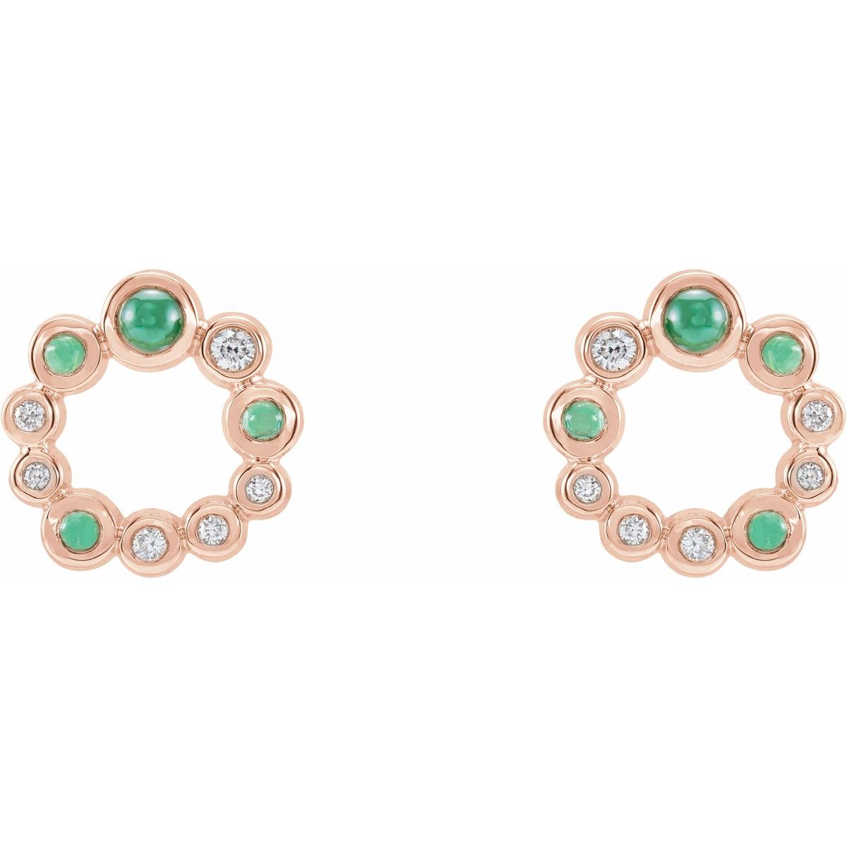 Natural Emerald Bezel-Set Cabochon Earrings