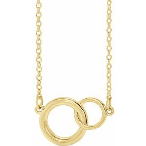 18K Yellow Gold-Plated Sterling Silver Interlocking Circle 16-18" Necklace