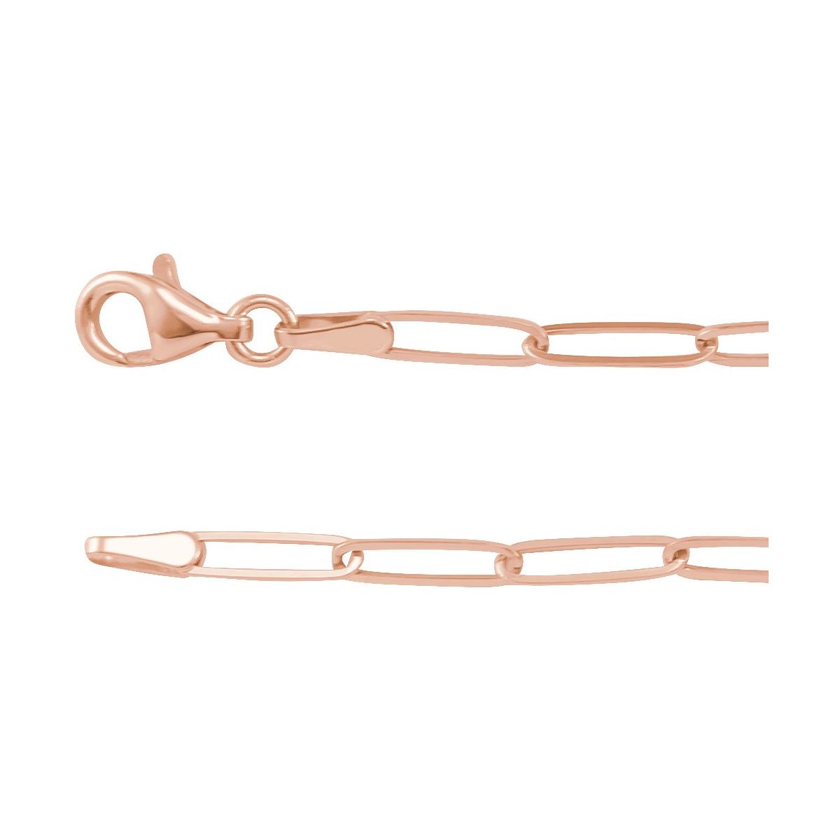 2.6 mm Paperclip-Style Chain Bracelet (2.6 Mm / 7 In) - 14K Rose Gold - Series CH1094