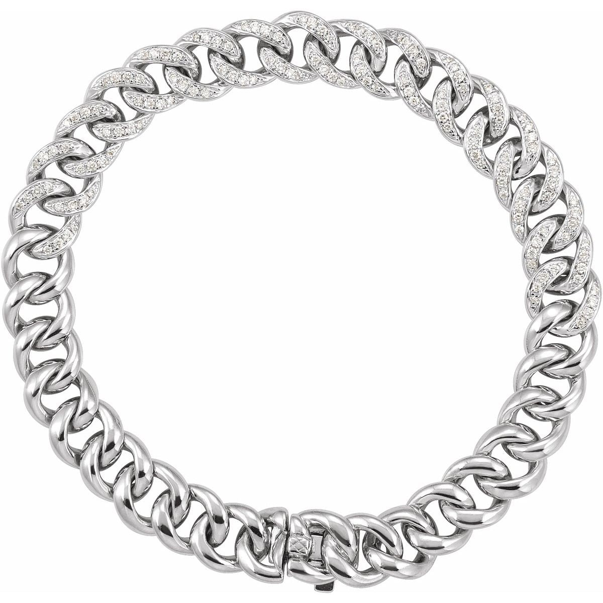 Accented Curb Bracelet - 14K White Gold - Series BRC822