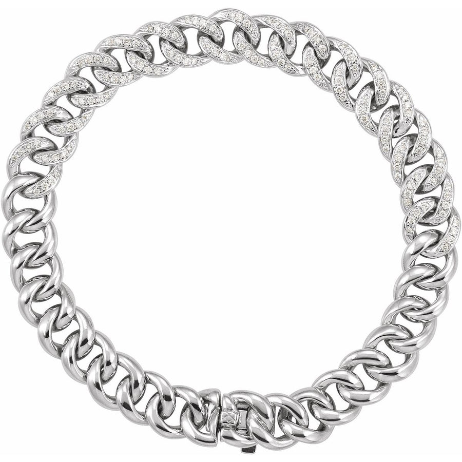 Accented Curb Bracelet - 14K White Gold - Series BRC822