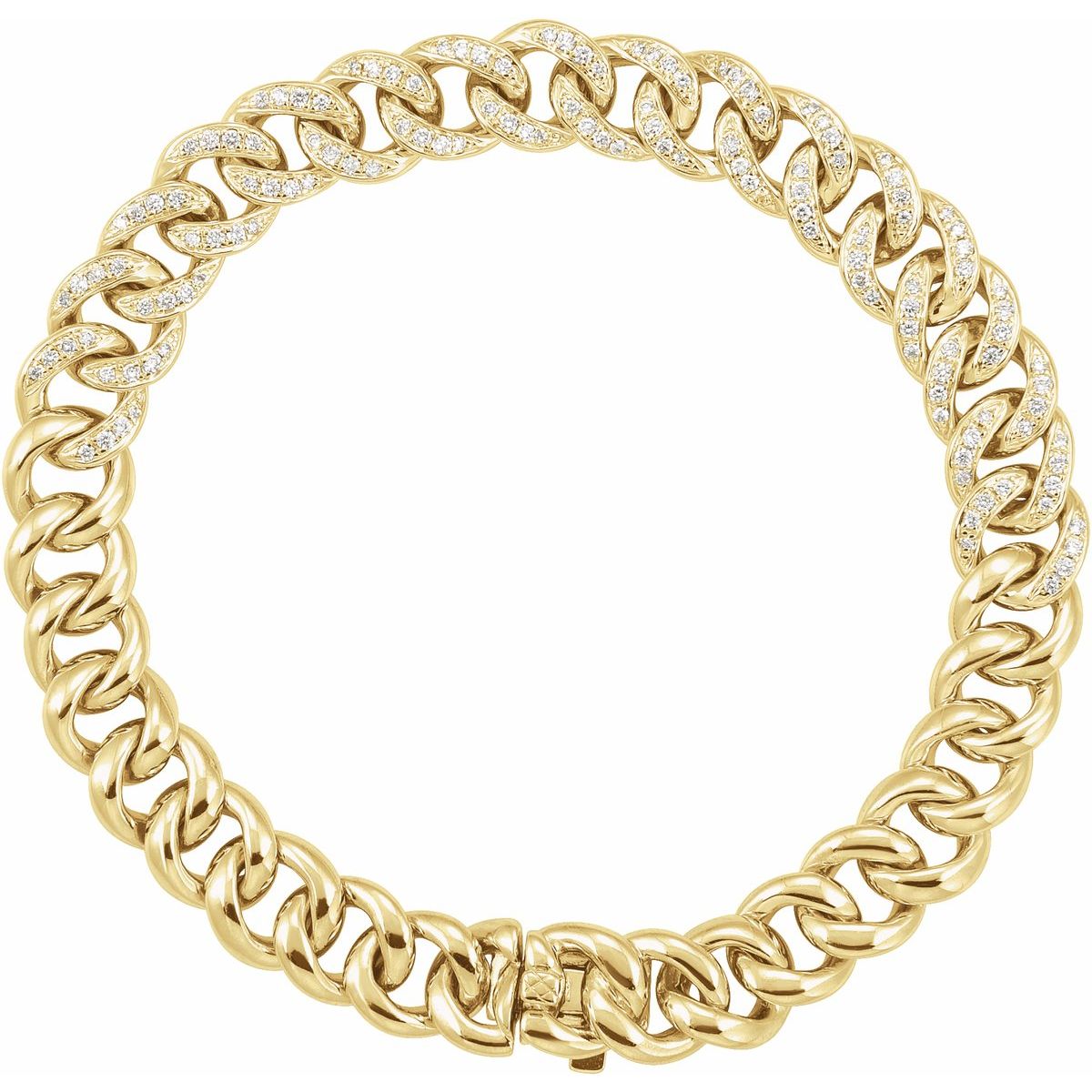 Accented Curb Bracelet - 14K Yellow Gold - Series BRC822
