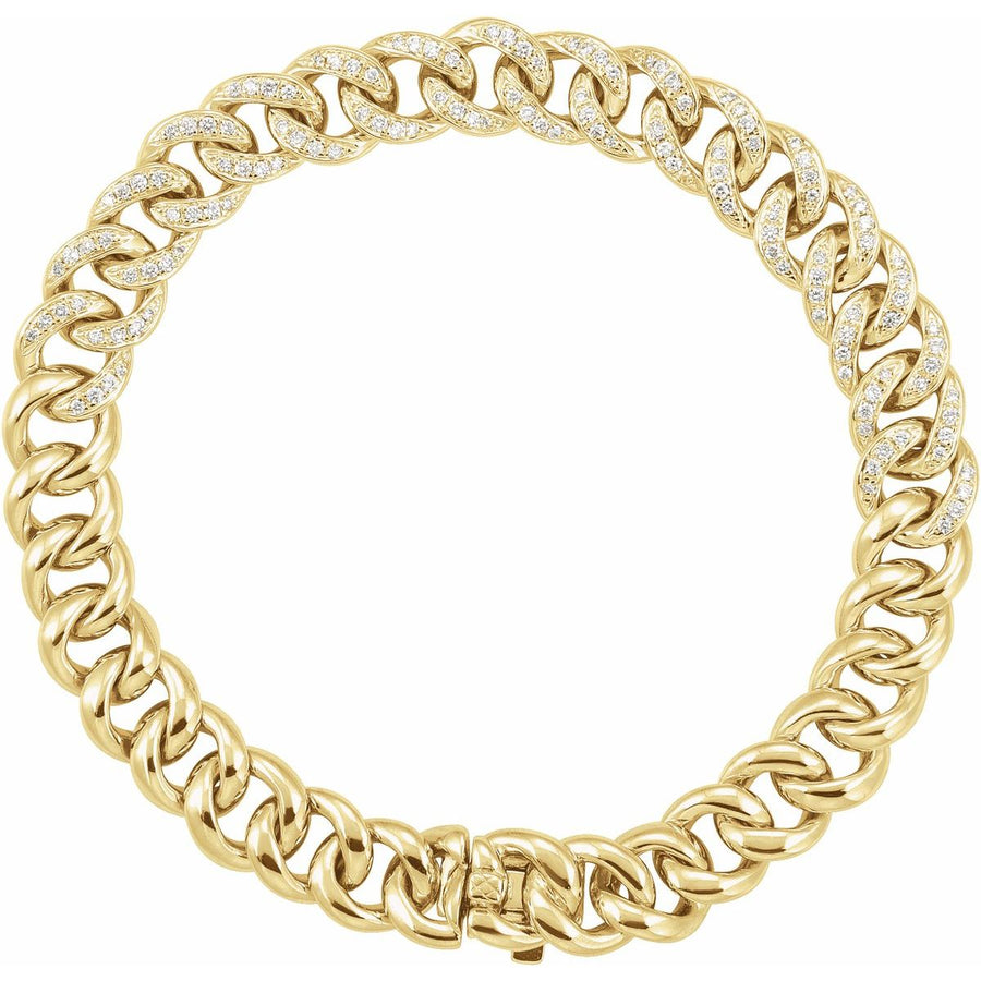 Accented Curb Bracelet - 14K Yellow Gold - Series BRC822