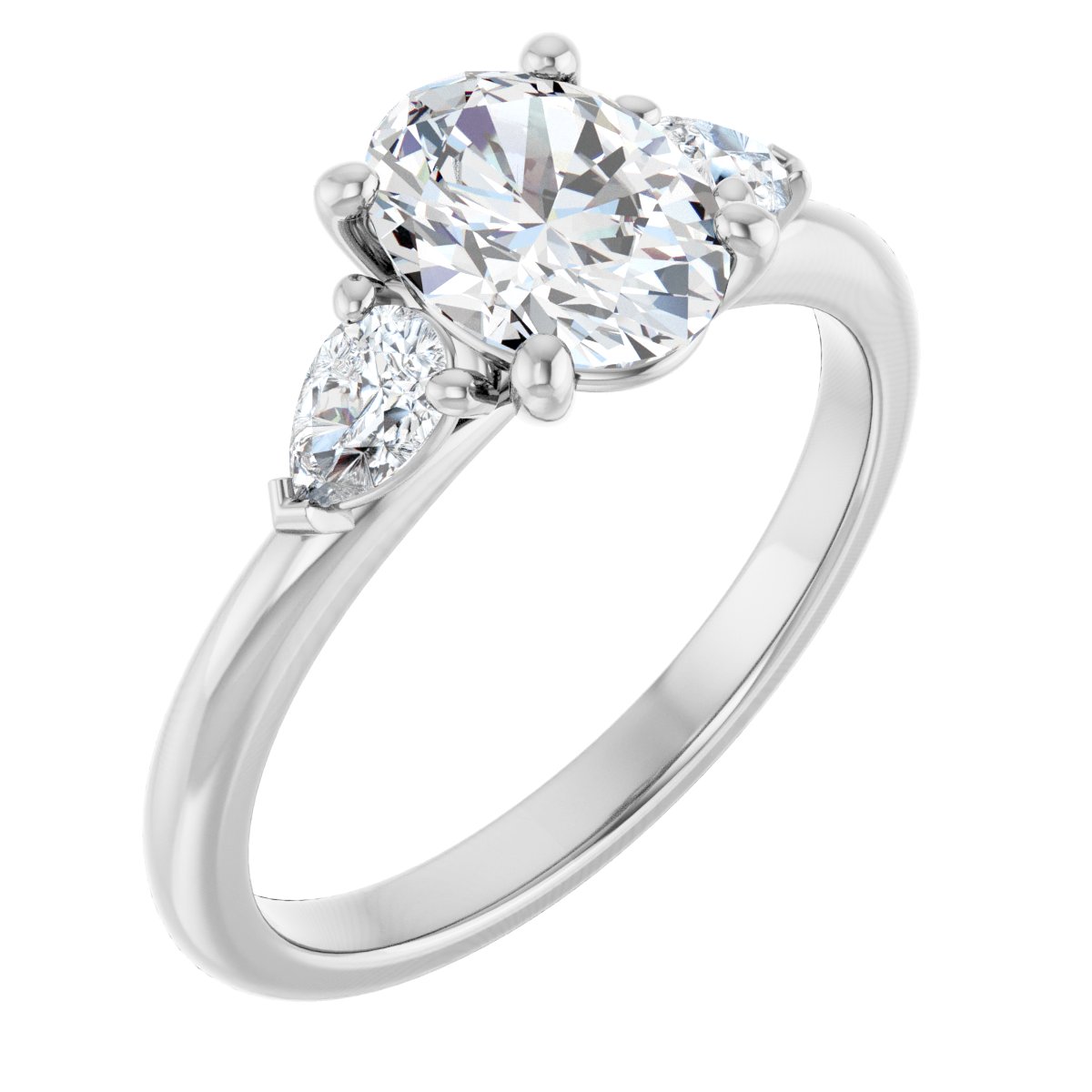 Natural Diamond Oval Three-Stone Engagement Ring Semi-Mount - Platinum - Series 124694