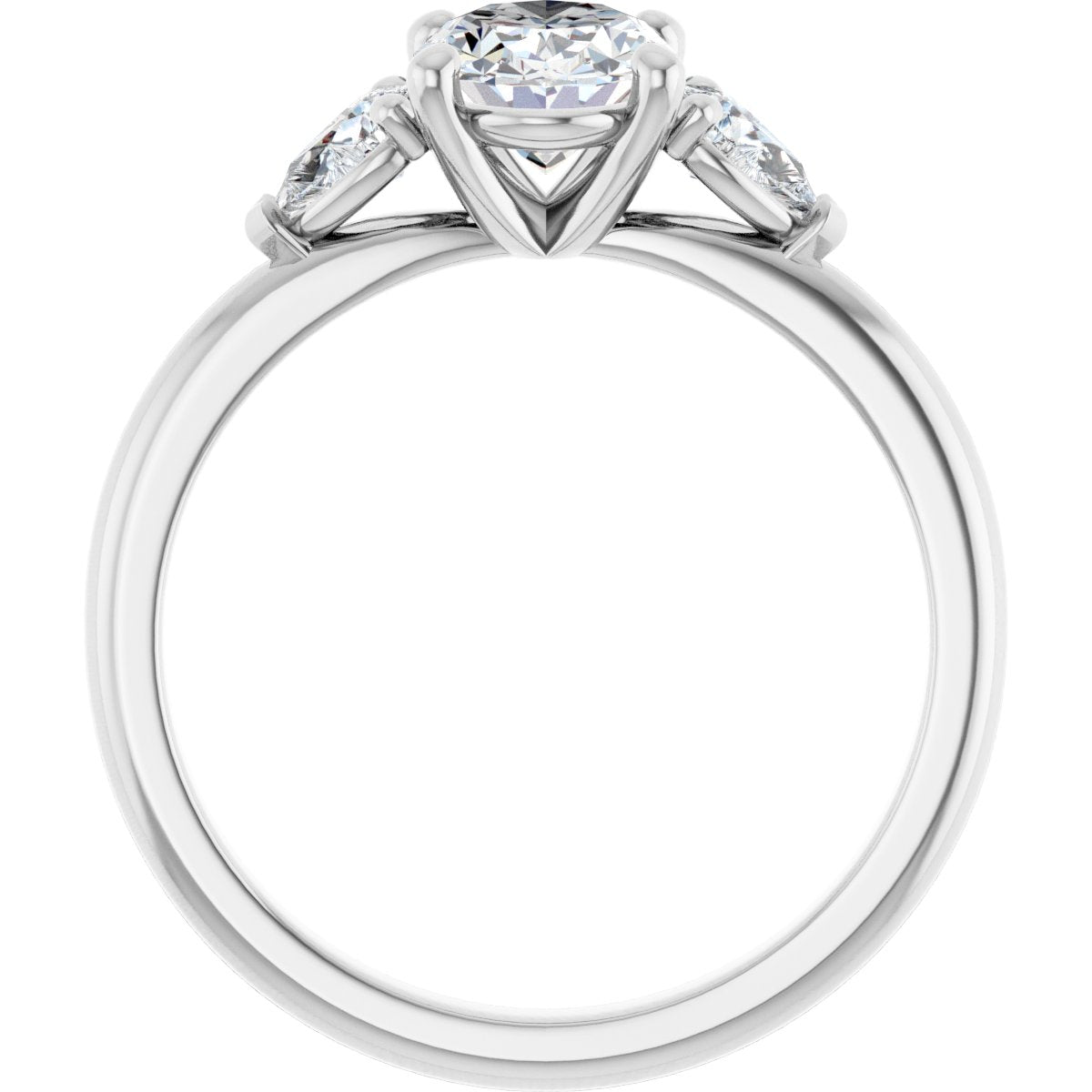Oval Three-Stone Engagement Ring Semi-Mount - gallery - Series 124694
