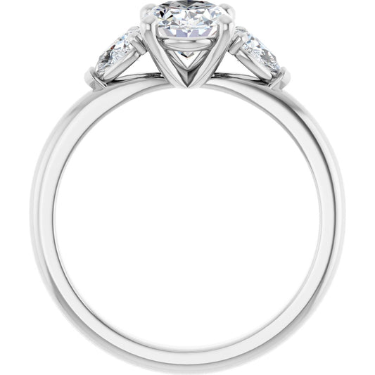 Oval Three-Stone Engagement Ring Semi-Mount - gallery - Series 124694