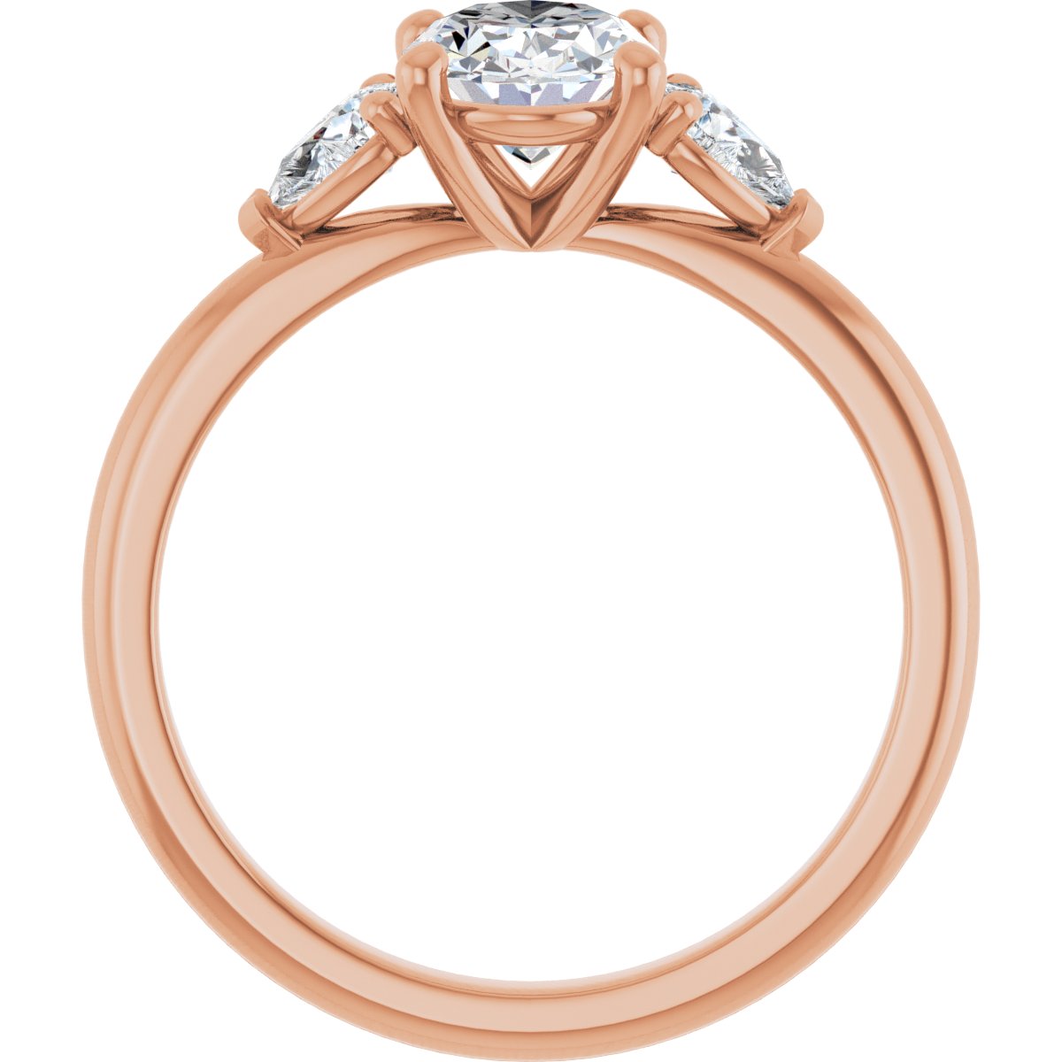 Oval Three-Stone Engagement Ring Semi-Mount - gallery - Series 124694