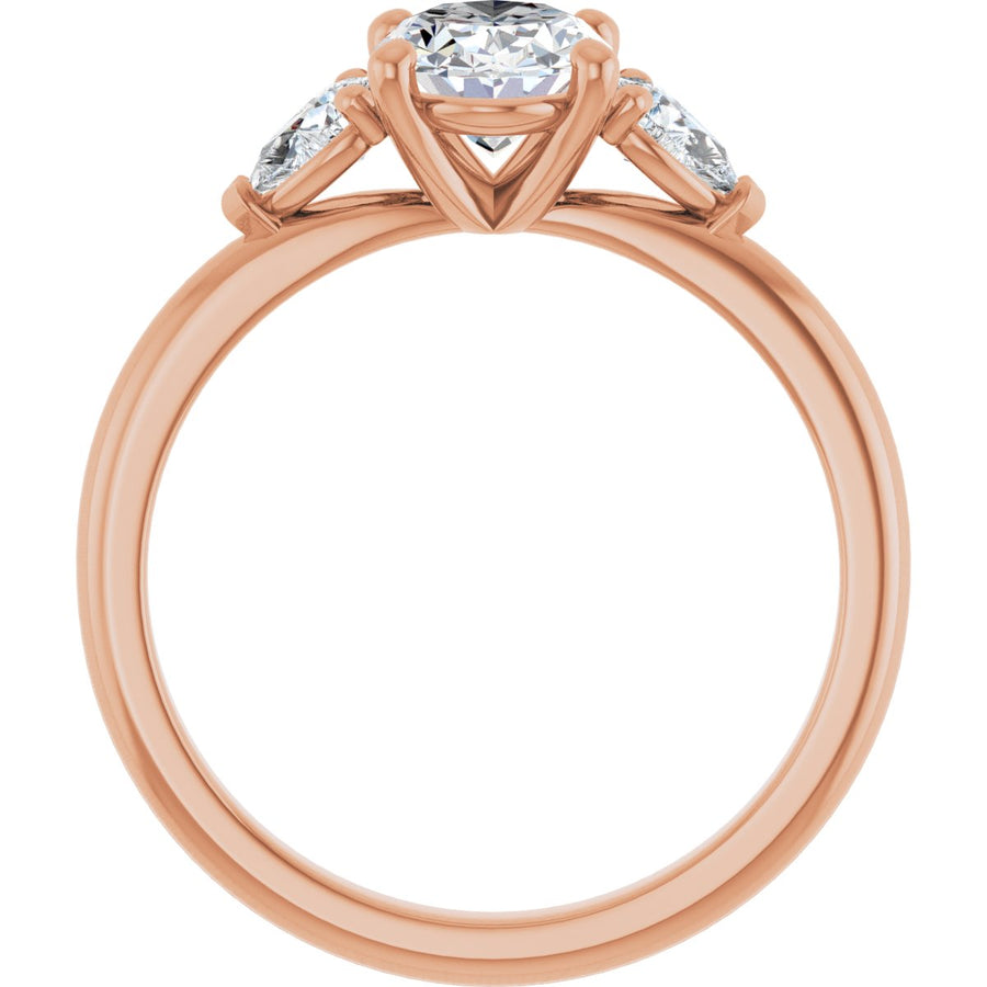 Oval Three-Stone Engagement Ring Semi-Mount - gallery - Series 124694