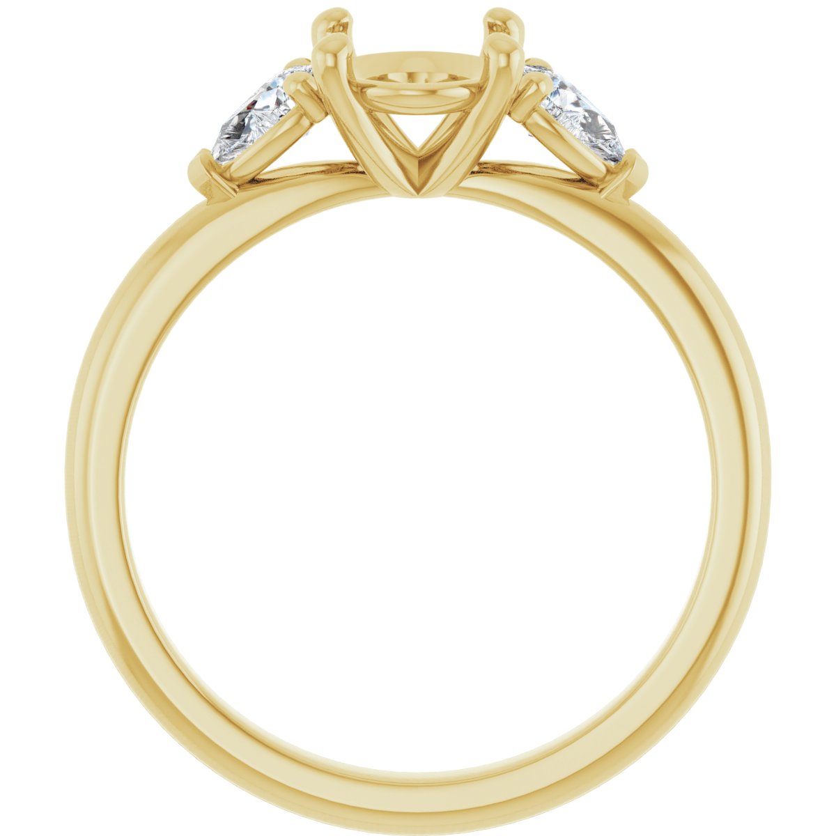 Oval Three-Stone Engagement Ring Semi-Mount - gallery - Series 124694