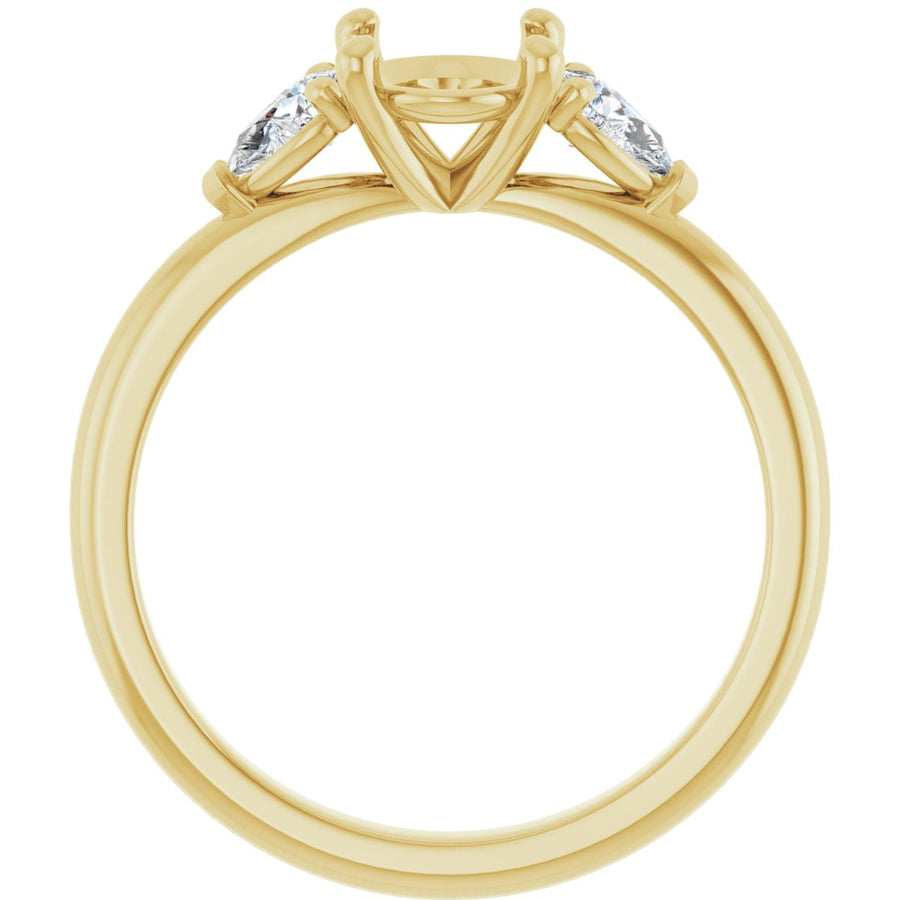 Oval Three-Stone Engagement Ring Semi-Mount - gallery - Series 124694