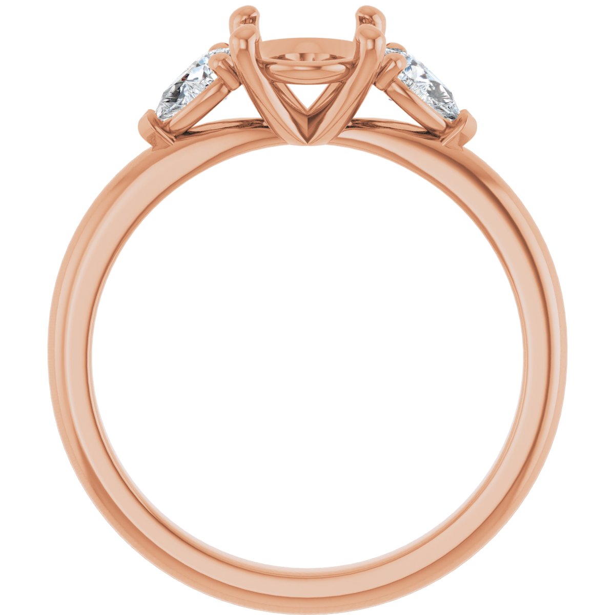 Oval Three-Stone Engagement Ring Semi-Mount - gallery - Series 124694