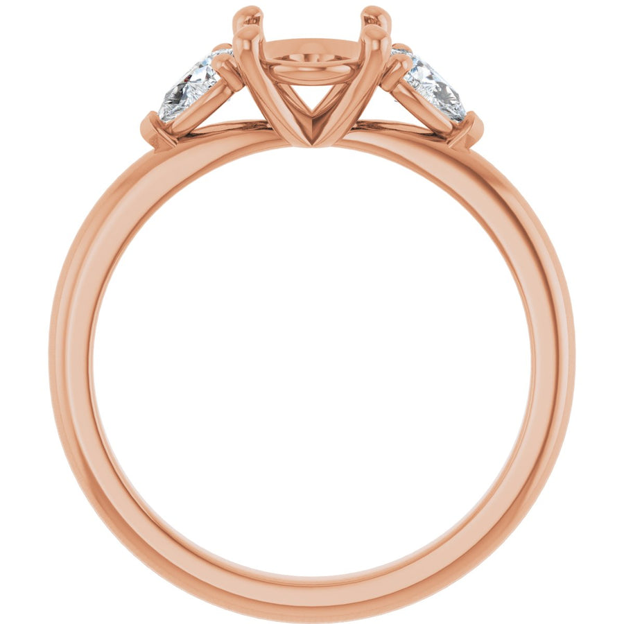 Oval Three-Stone Engagement Ring Semi-Mount - gallery - Series 124694
