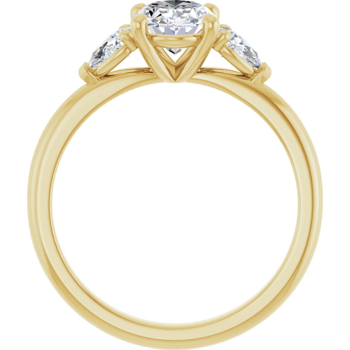 Oval Three-Stone Engagement Ring Semi-Mount - gallery - Series 124694
