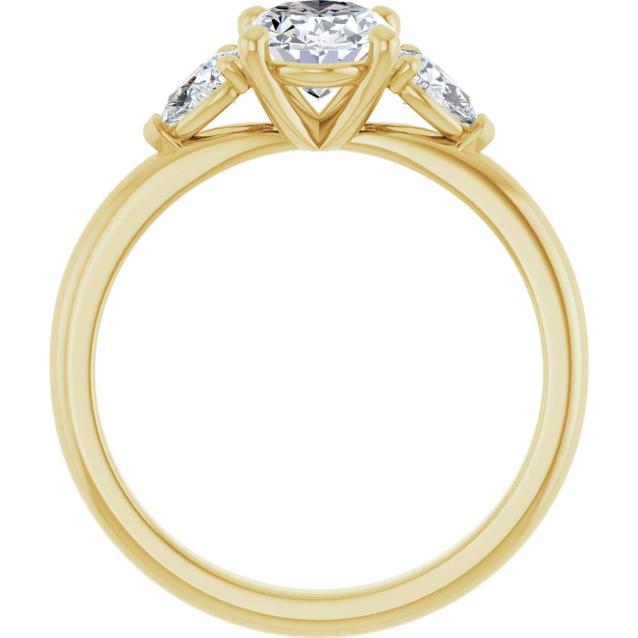 Oval Three-Stone Engagement Ring Semi-Mount - gallery - Series 124694