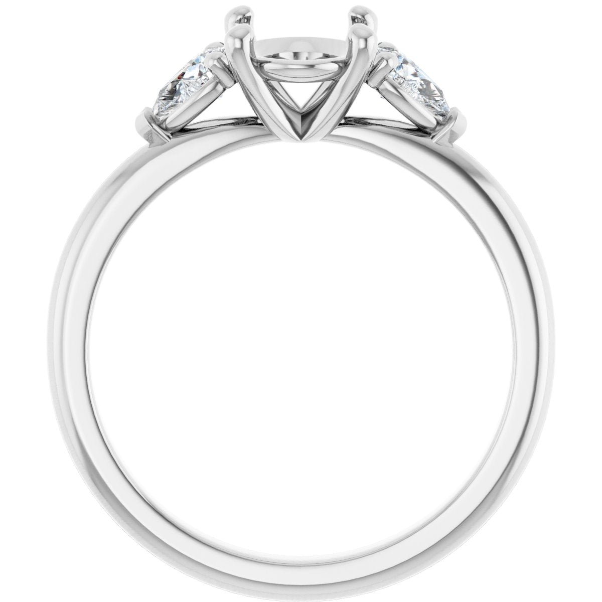 Oval Three-Stone Engagement Ring Semi-Mount - gallery - Series 124694