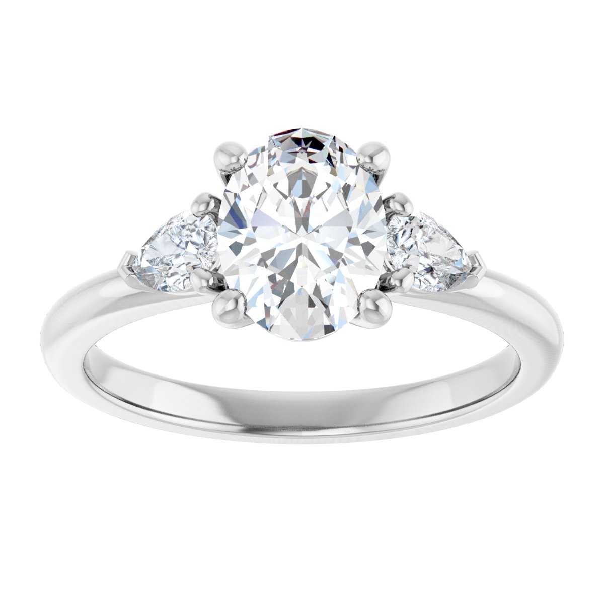Oval Three-Stone Engagement Ring Semi-Mount - gallery - Series 124694