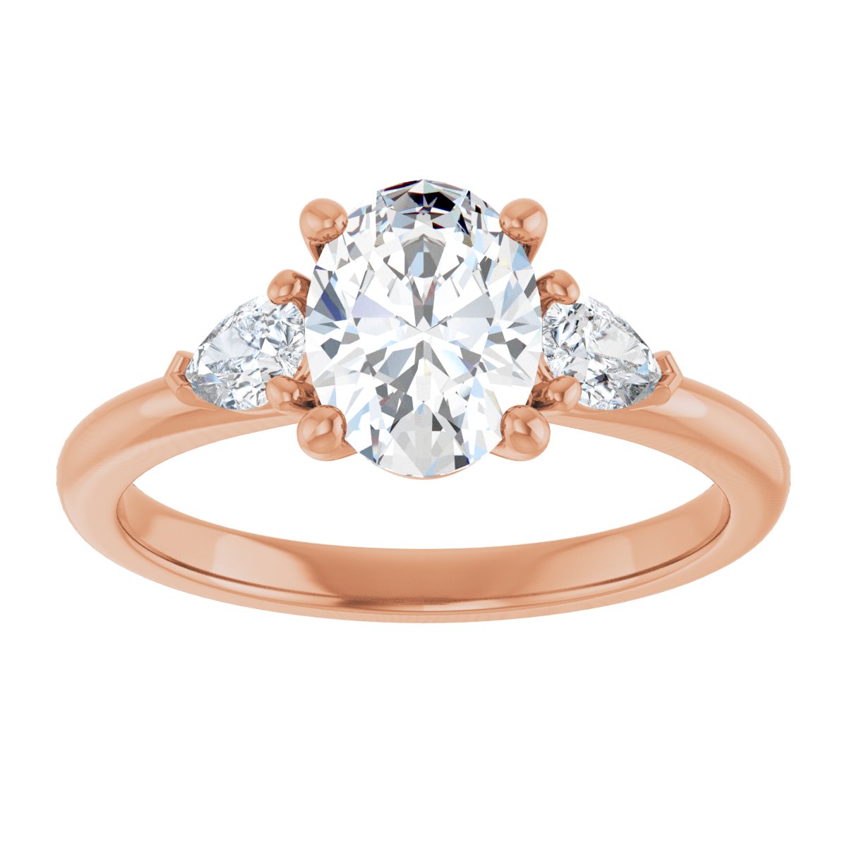 Oval Three-Stone Engagement Ring Semi-Mount - gallery - Series 124694