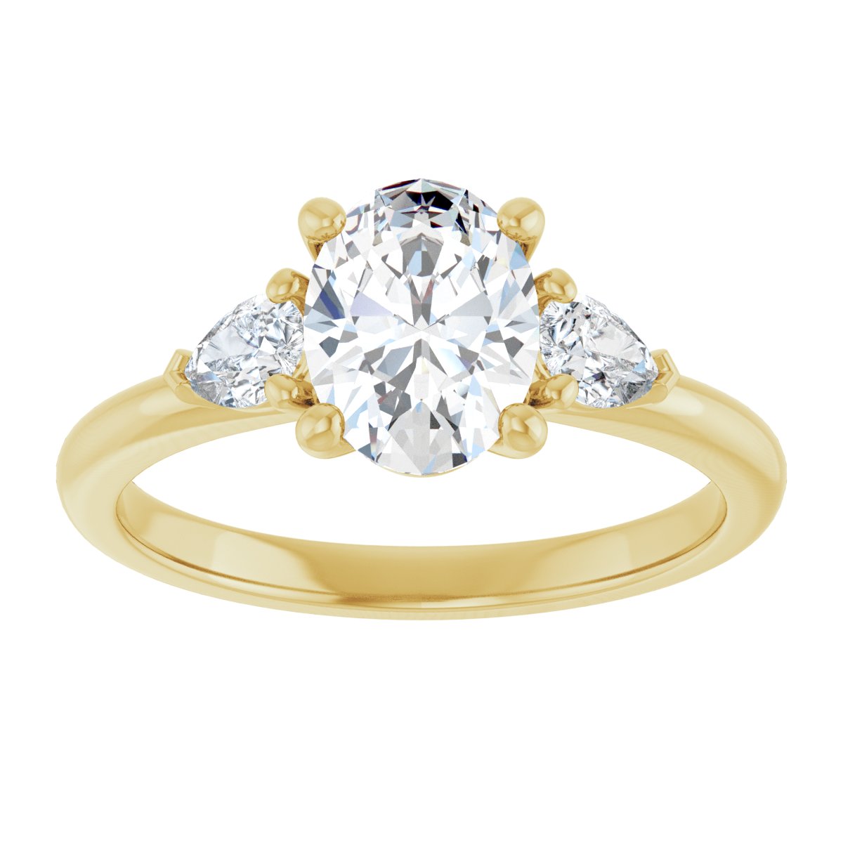 Oval Three-Stone Engagement Ring Semi-Mount - gallery - Series 124694