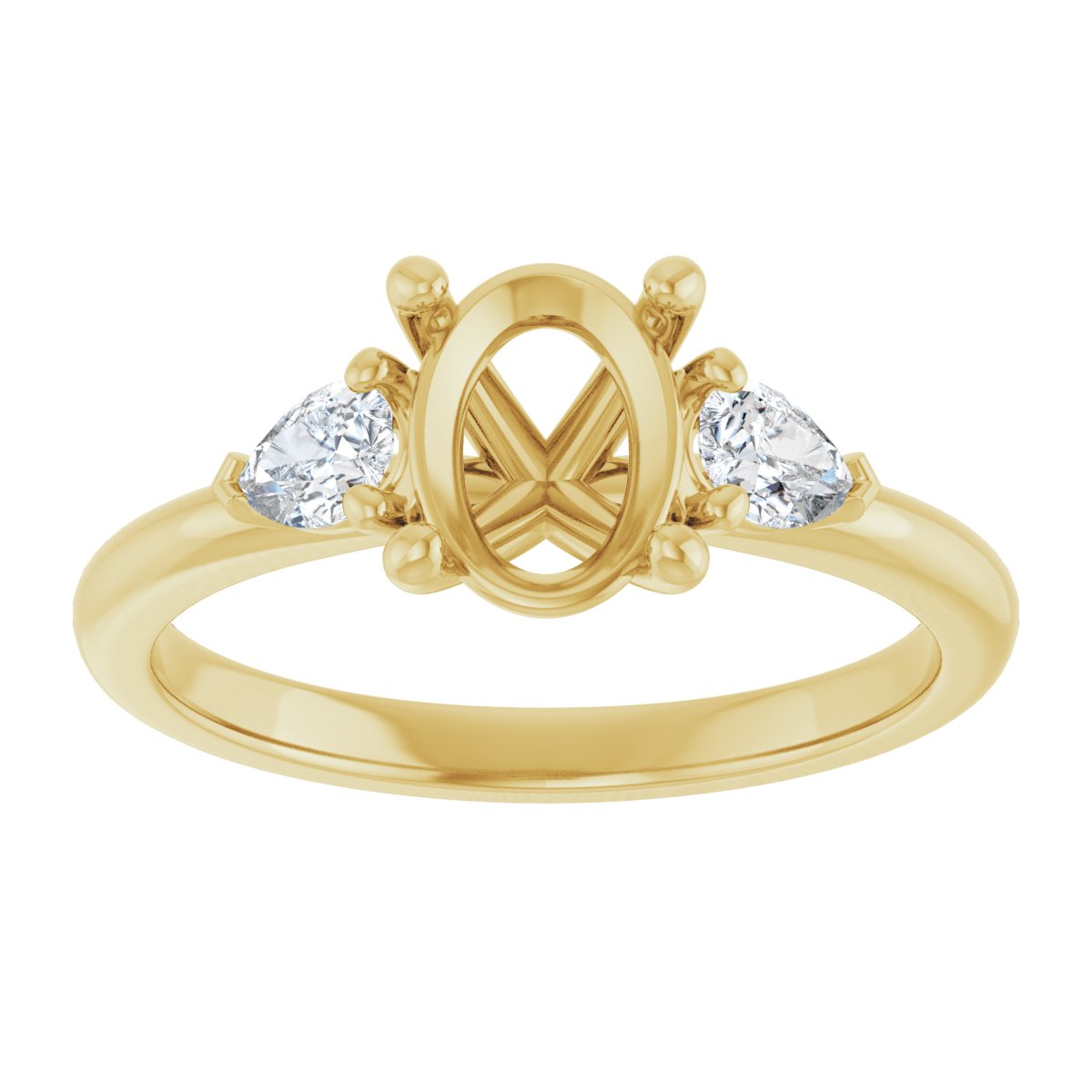 Oval Three-Stone Engagement Ring Semi-Mount - gallery - Series 124694