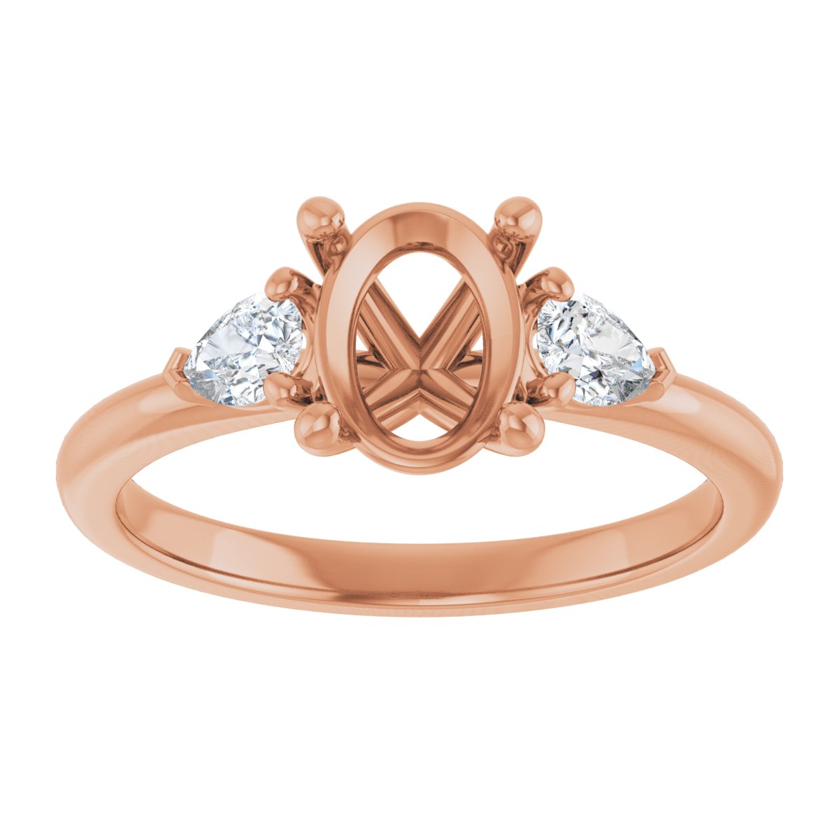 Oval Three-Stone Engagement Ring Semi-Mount - gallery - Series 124694
