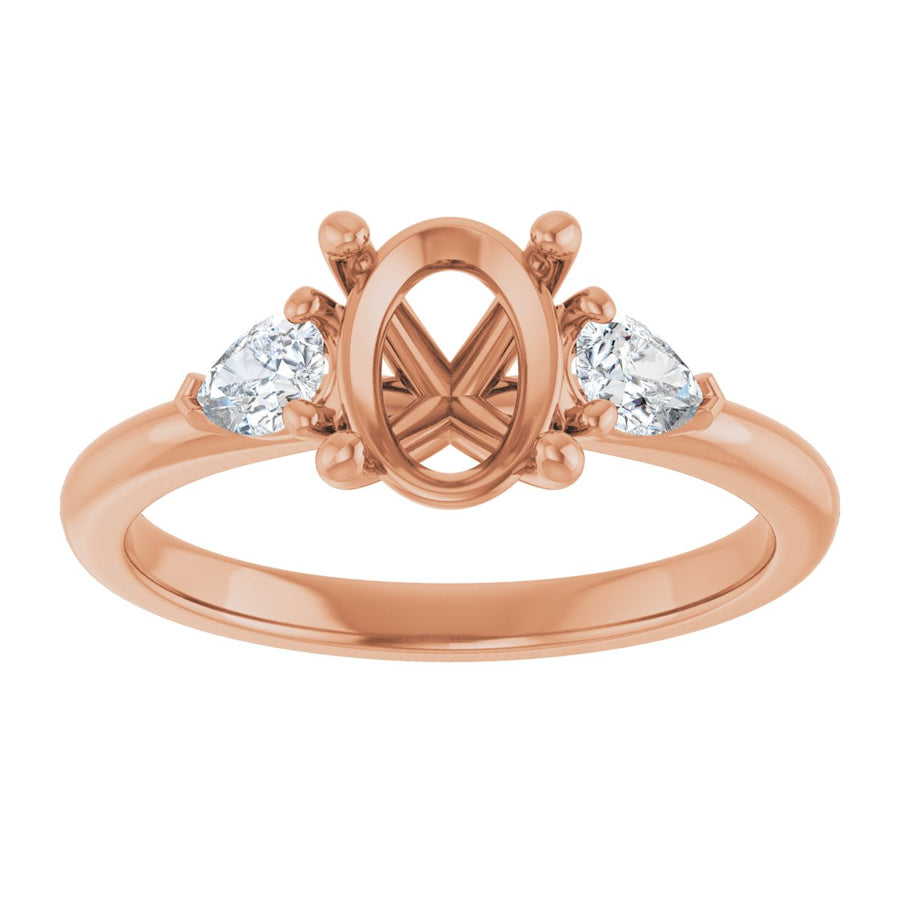 Oval Three-Stone Engagement Ring Semi-Mount - gallery - Series 124694