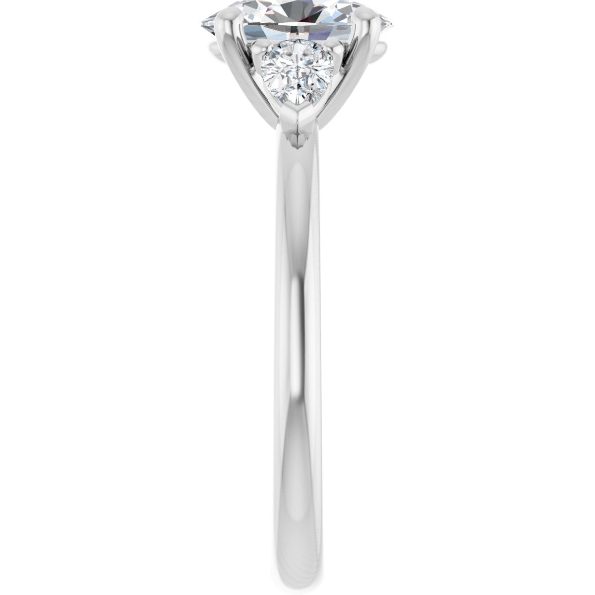 Oval Three-Stone Engagement Ring Semi-Mount - gallery - Series 124694