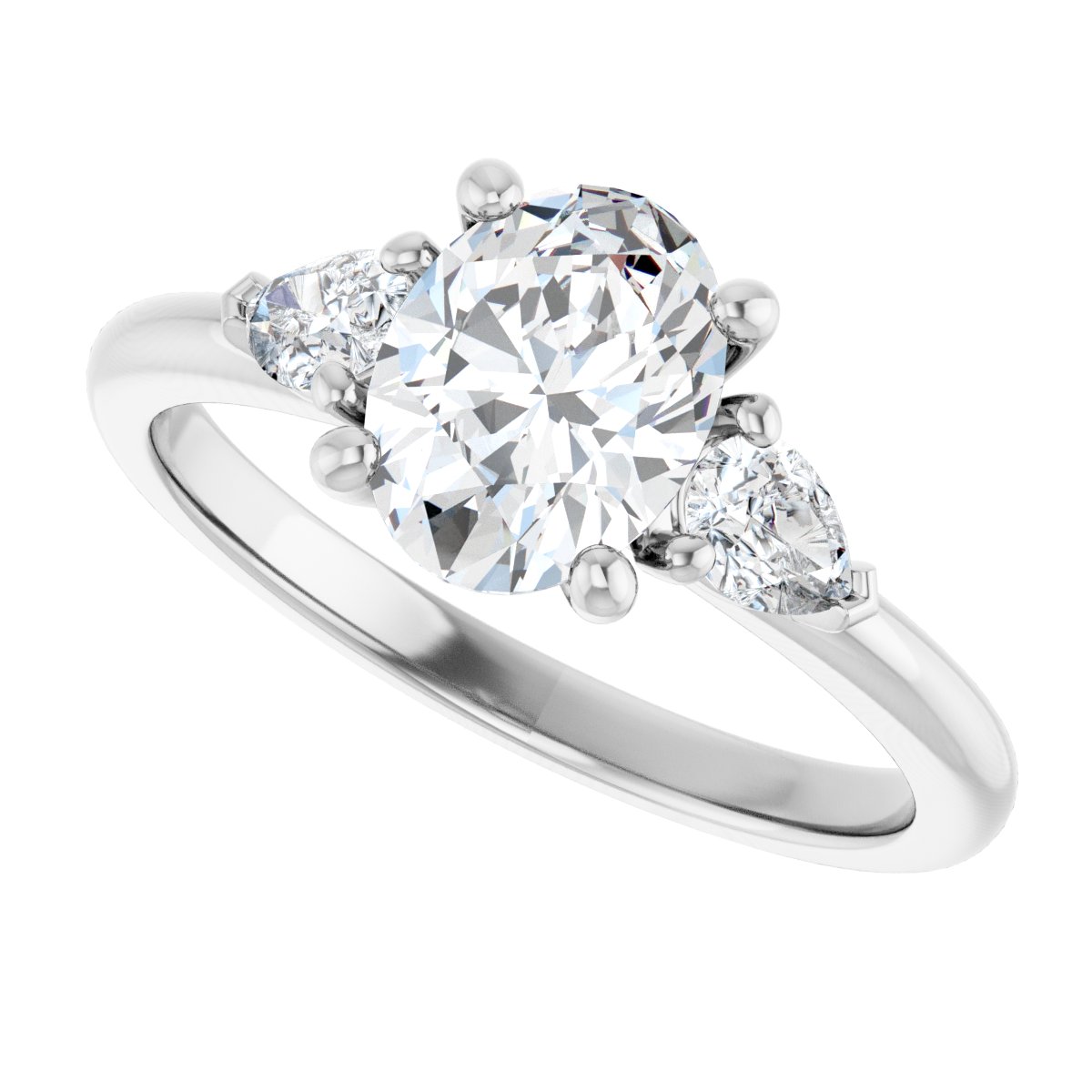 Oval Three-Stone Engagement Ring Semi-Mount - gallery - Series 124694